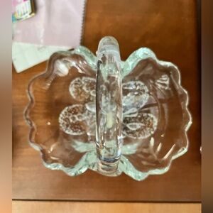 Vintage Crystal Basket. Hand Blown with a gorgeous floral design.